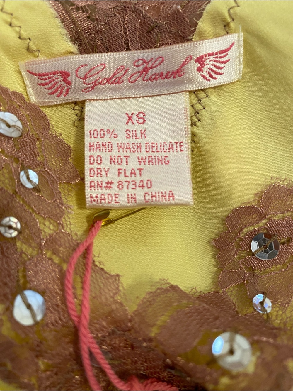 NWT Gold Hawk Sunshine Yellow and Brown Sequin Tank Top - Picture 9 of 9